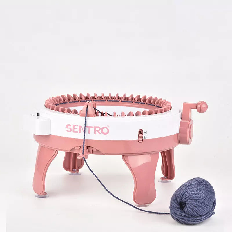 Plastic Knitting Machine 48 Needles Looms & Boards With Needle Arranging Device/Smart Weaving Loom With Row Counter Double Knitting Machines For Home (With 3 Wool, Pink)
