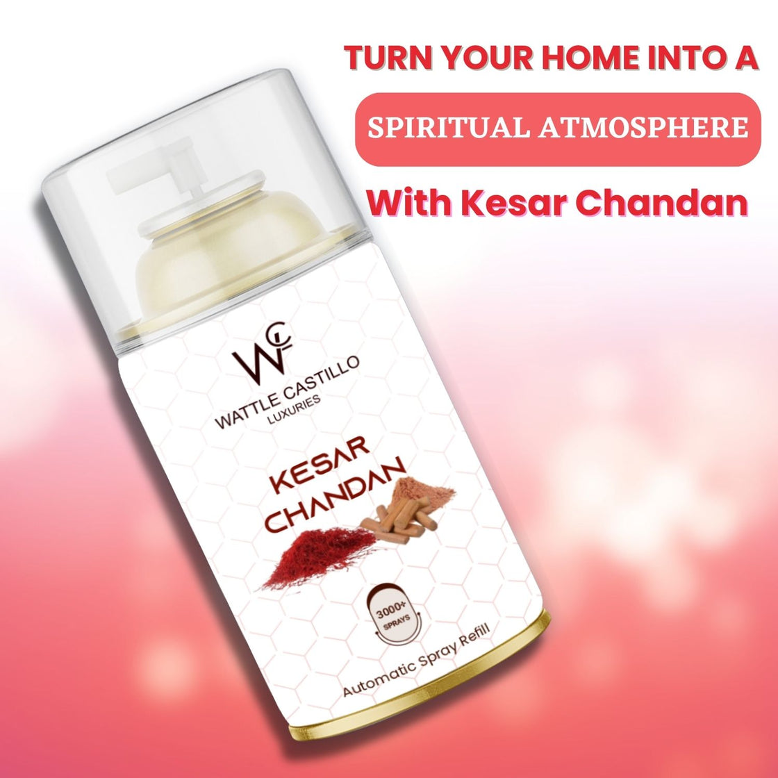 Kesar Chandan Automatic Room Fresheners Refill (265ml) & 3000+ Sprays Guaranteed Lasts up to 80 days