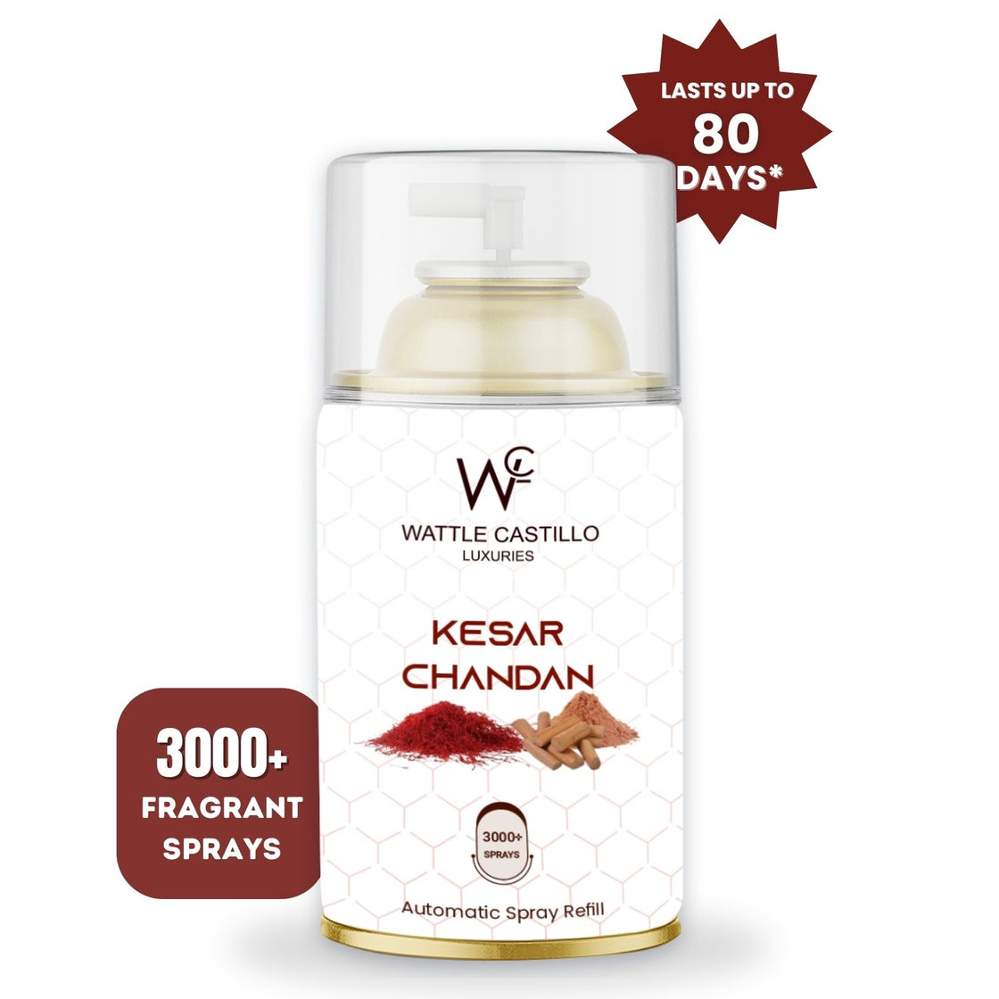 Kesar Chandan Automatic Room Fresheners Refill (265ml) & 3000+ Sprays Guaranteed Lasts up to 80 days