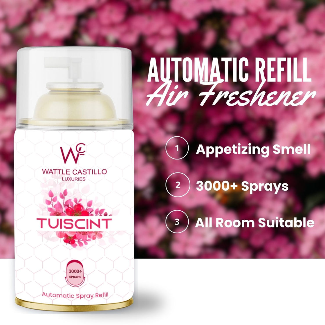 Wattle Castillo Tuiscint Automatic Room Fresheners Refill (265ml) & 3000+ Sprays Guaranteed Lasts up to 80 days