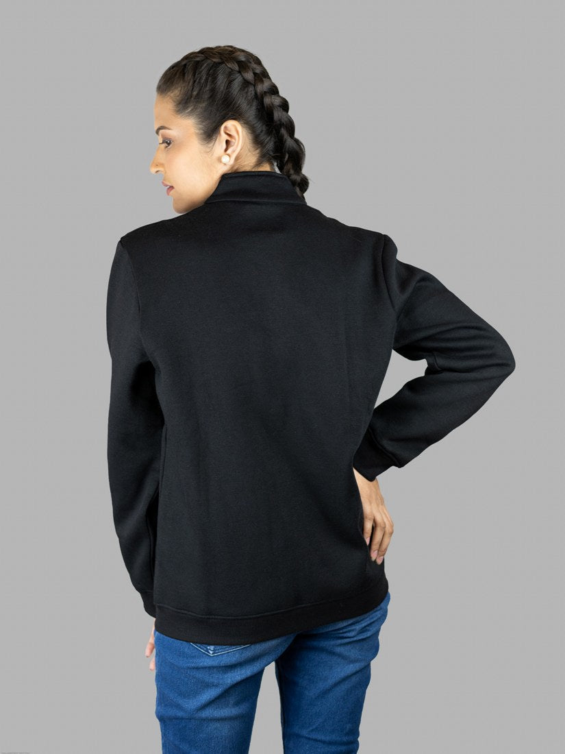 Women Solid Black Cotton Jacket