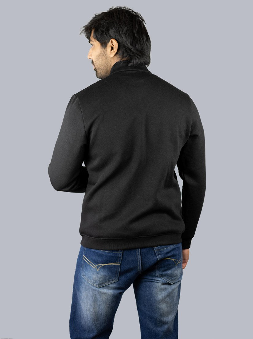 Men's Cotton Regular Fit Black Jacket.