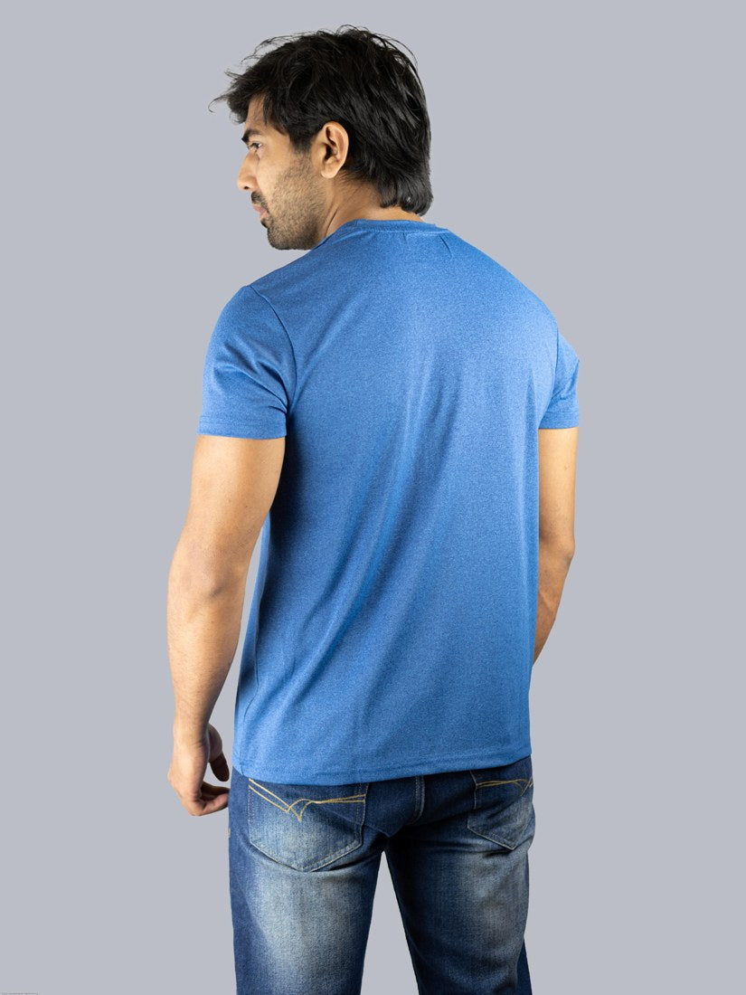 Men Blue Dry-Fit Round Neck T-Shirt