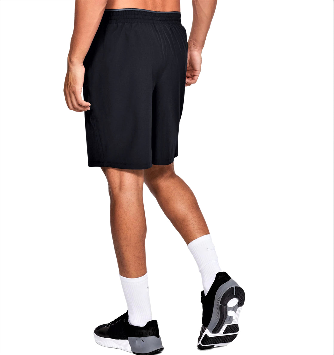 Men Black Polyester Gym Shorts