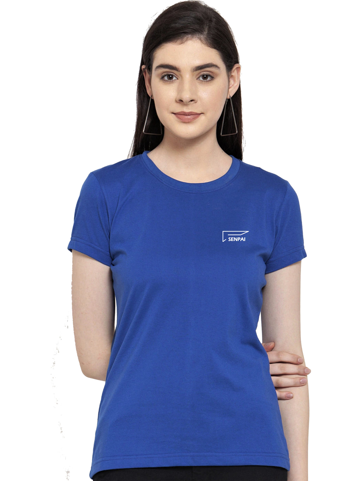 Women Blue Cotton Round Neck T-Shirt