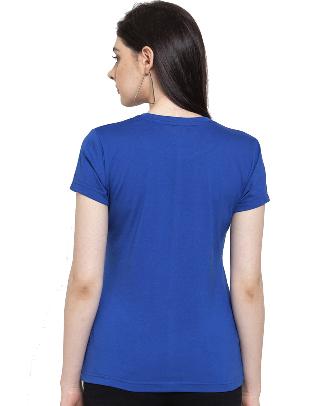 Women Blue Cotton Round Neck T-Shirt – Blowcy