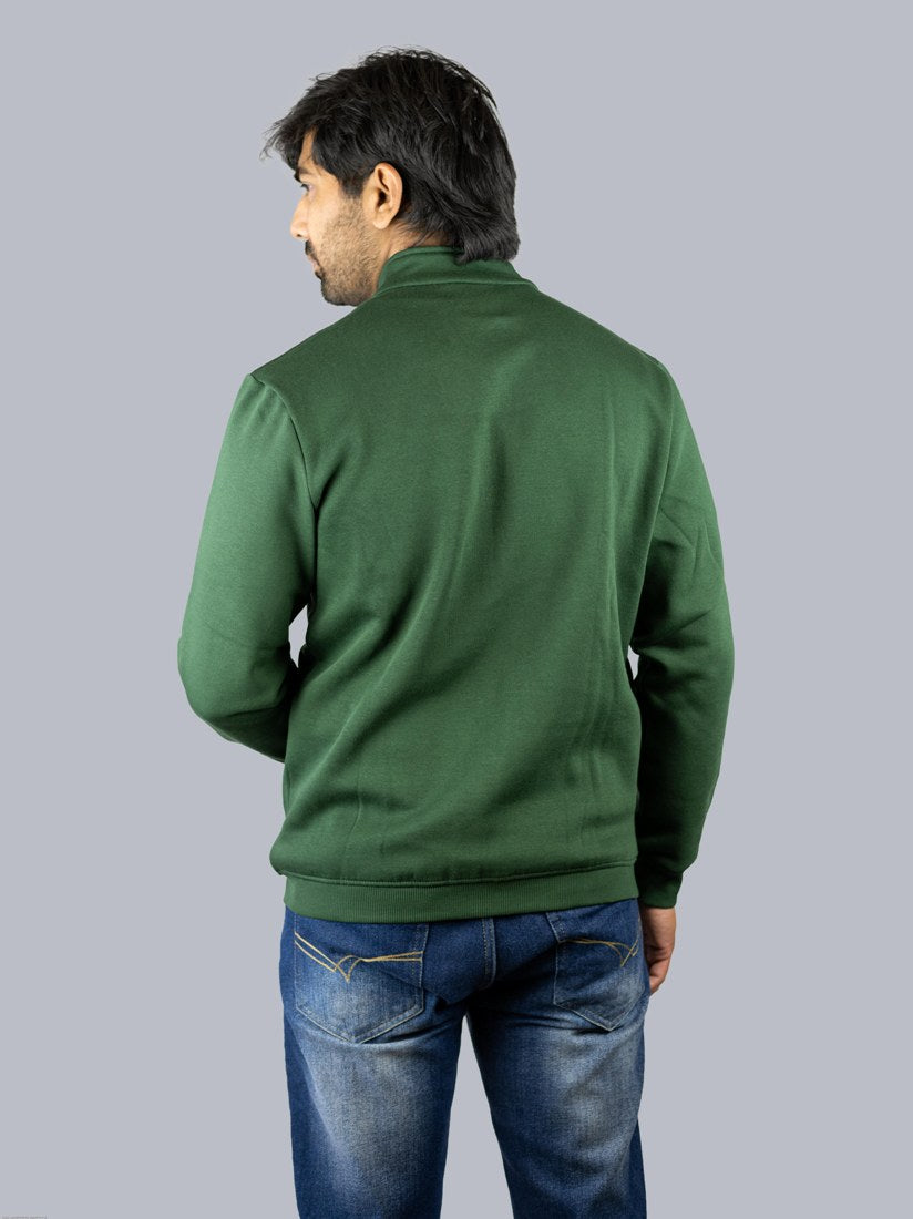 Men's Cotton Regular Fit Solid Green Jacket