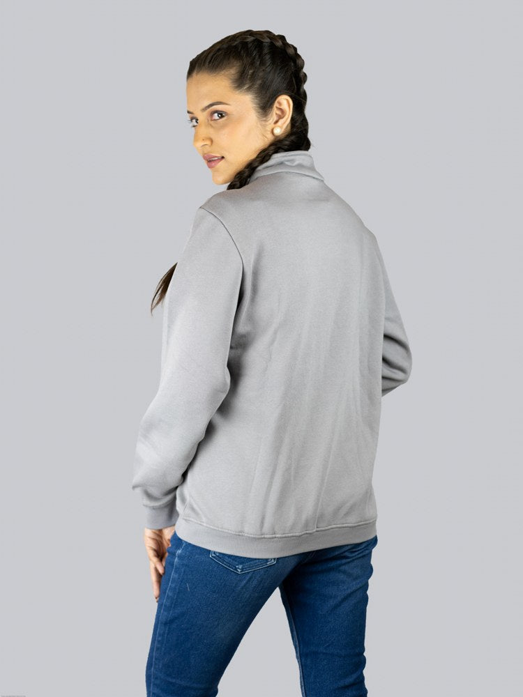 Women Solid Grey Cotton Jacket
