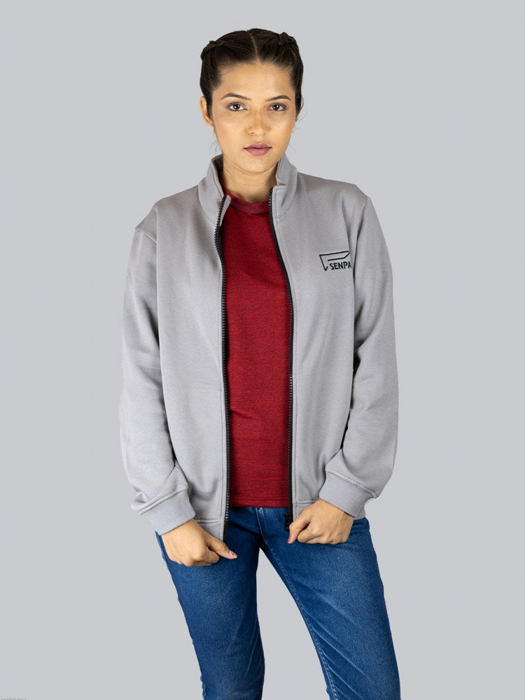 Women Solid Grey Cotton Jacket