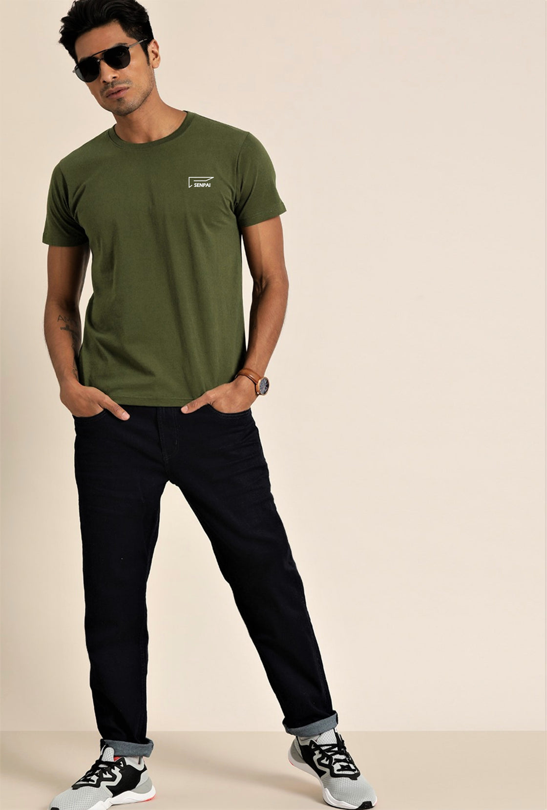 Men’s Sports Wear Round Neck Green T-Shirt