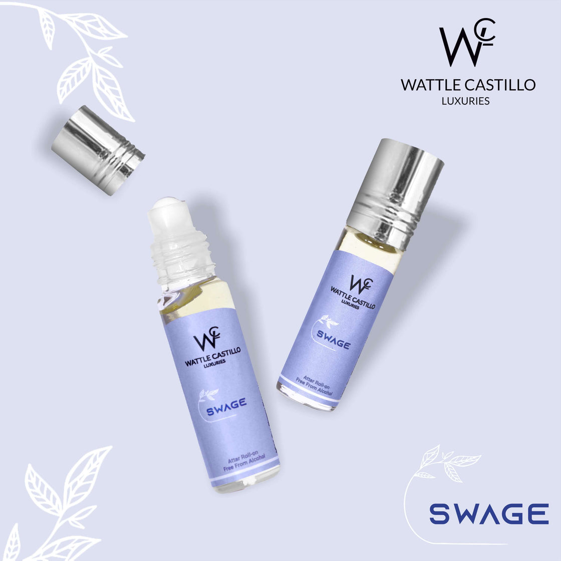 Wattle Castillo Fantasia And Swage Premium Luxury 100% Non Alcoholic Long Lasting Roll On Attar Combo Perfume For Unisex - Wattle Castillo