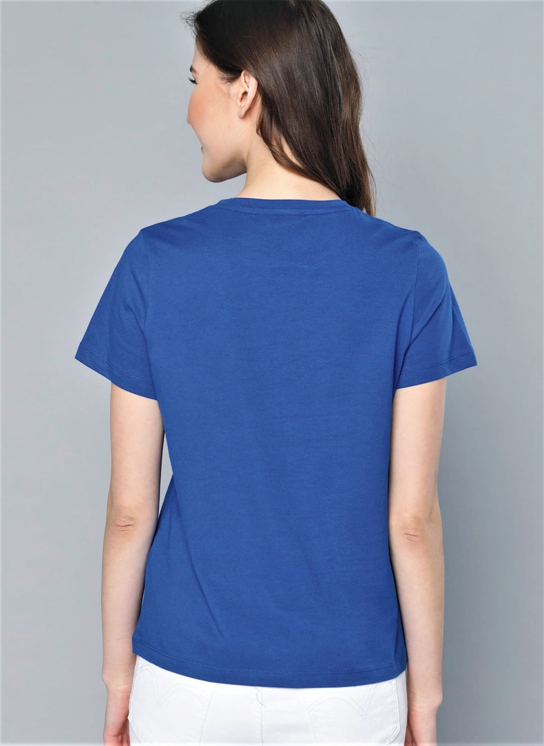 Women Blue Cotton Round Neck T-Shirt