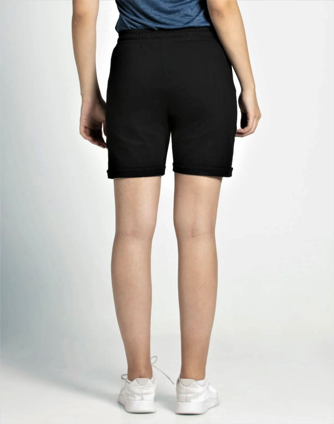 Women Black Polyester Shorts