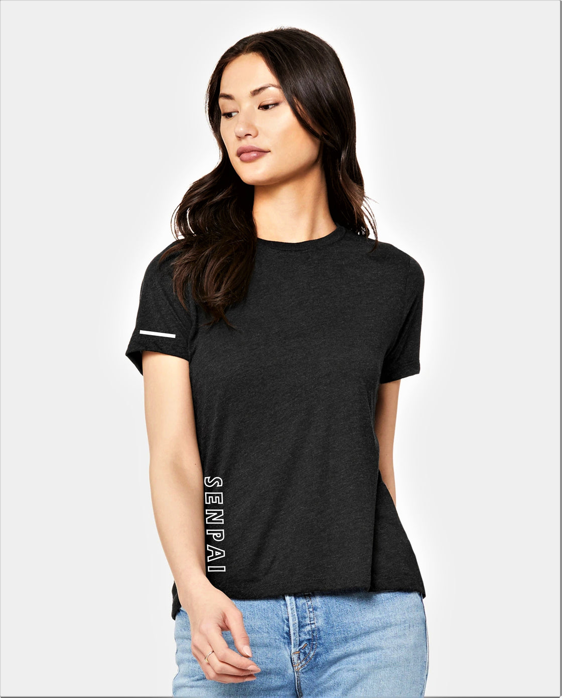 Women Black Polyester Round Neck T-Shirt